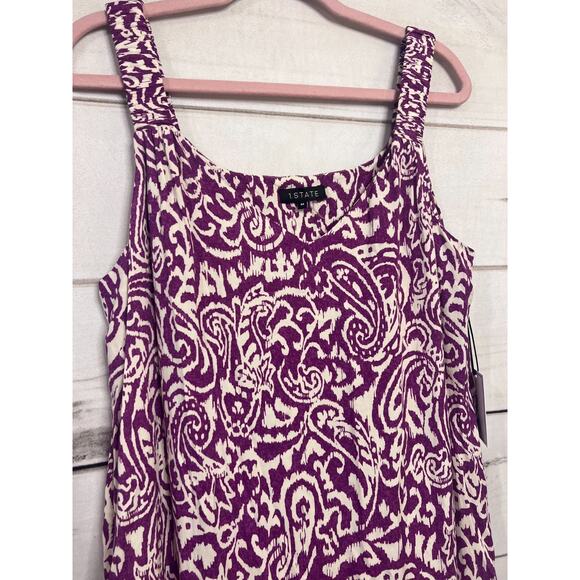 1.State NWT Dress Size MED Purple White Maxi Sleeveless - Picture 7 of 7